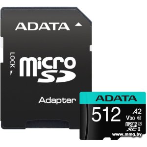 Купить ADATA 512GB microSDXC Premier Pro AUSDX512GUI3V30SA2-RA1 + adapter в Минске, доставка по Беларуси