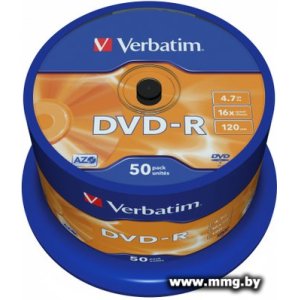 Купить Диск DVD-R Verbatim 4.7Gb 16x (50 шт) (43548) в Минске, доставка по Беларуси