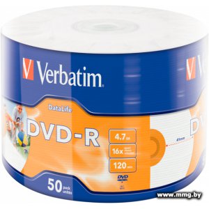 Купить Диск DVD-R Verbatim 4.7Gb 16x (50 шт) (43793) в Минске, доставка по Беларуси