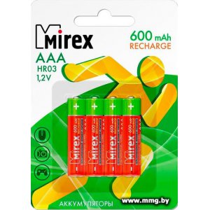 Аккумулятор Mirex AAA 600mAh 4 шт 23702-HR03-06-E4
