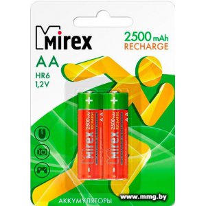 Купить Аккумуляторы Mirex AA 2500mAh 2 шт 23702-HR6-25-E2 в Минске, доставка по Беларуси
