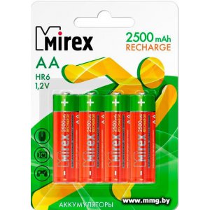 Купить Аккумулятор Mirex AA 2500mAh 4 шт 23702-HR6-25-E4 в Минске, доставка по Беларуси