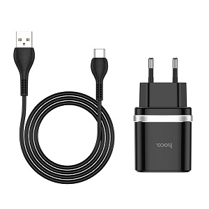 Купить Зарядное устройство Hoco C12Q (черный)+кабель micro USB в Минске, доставка по Беларуси