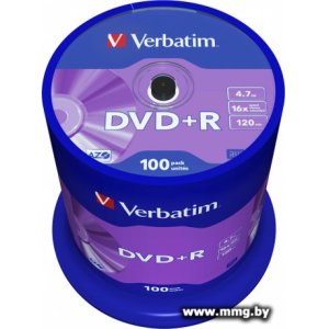 Купить Диск DVD+R Verbatim 4,7Gb 16x (100 шт) (43551) в Минске, доставка по Беларуси