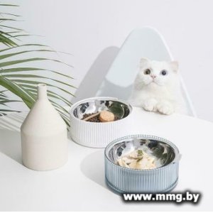 Миска Furrytail Antibacterial Stainless Steel Cat Bowl голуб