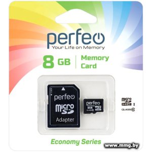 Купить Perfeo 8Gb microSDHC Class 10 PF8GMCSH10AES (с адаптером) в Минске, доставка по Беларуси