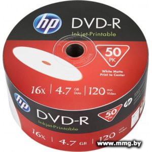 Купить Диск DVD-R HP 4.7Gb 16x 50 шт. 69302 в Минске, доставка по Беларуси