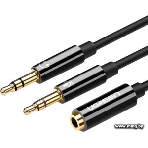 Кабель Ugreen AV140 20898 3.5 мм F - 2 x 3.5 мм M (0.2 м, че