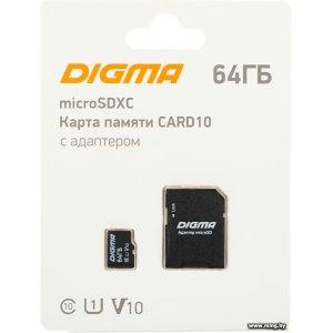 Купить Digma 64GB microSDXC Card10 DGFCA064A01 в Минске, доставка по Беларуси