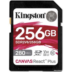Купить Kingston 256GB SDXC Canvas React Plus SDR2V6/256GB в Минске, доставка по Беларуси