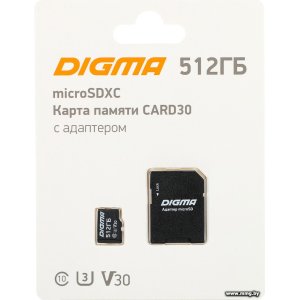 Купить Digma 512GB MicroSDXC Class 10 Card30 DGFCA512A03 в Минске, доставка по Беларуси