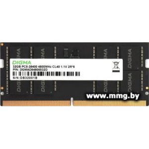 Купить SODIMM-DDR5 32GB PC5-38400 Digma DGMAS54800032D в Минске, доставка по Беларуси