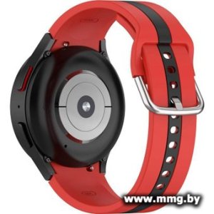 Ремешок Rumi Sport Line силиконовый для Samsung Galaxy Watch4/5/6 (20 мм, красный/черный)