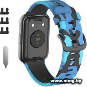 Ремешок Rumi силиконовый для Huawei Watch FIT, Watch FIT Elegant (синий камуфляж)