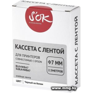 Купить Картридж-лента для термопринтера Sakura Printing BLK4WBA7 (черный на белом) в Минске, доставка по Беларуси