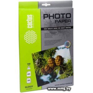 Фотобумага CACTUS Глянцевая A3 140 г/м2 50 листов [CS-GA314050]