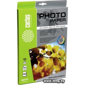 Фотобумага CACTUS Матовая A4 100 г/кв.м. 100 листов(CS-MA4100100)