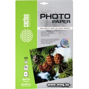 Бумага с магнитным слоем CACTUS Матовая A4 690 г/кв.м. 2 листа (CS-MMA46902)