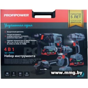 Profipower ProfiSet-4F18 E0093 (шуруповерт, гайковерт, болгарка, перфоратор, 2 АКБ, кейс)