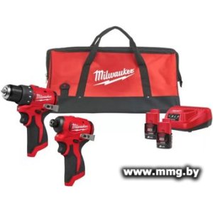 Купить Milwaukee M12 BLPP2D-202B 4933500139 (шуруповерт, винтоверт, 2 АКБ, сумка) в Минске, доставка по Беларуси