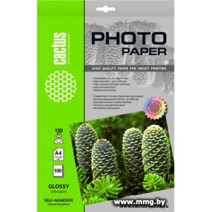 Самоклеящаяся бумага CACTUS Глянцевая A4 130 г/м2 100 л CS-GSA4130100