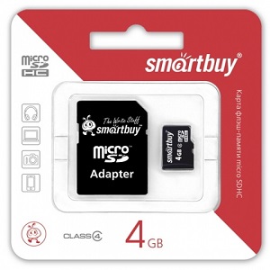 SmartBuy 4Gb microSDHC SB4GBSDCL4-01 +adapter
